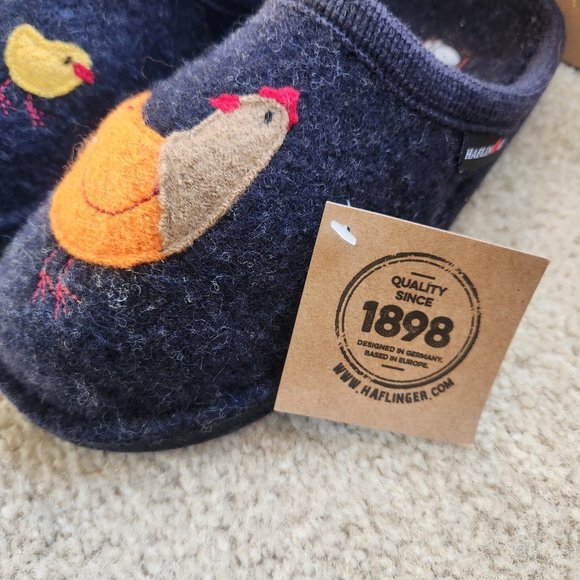 NIB Haflinger Gallina wool slippers 38 hen with chicks - Picture 6 of 13